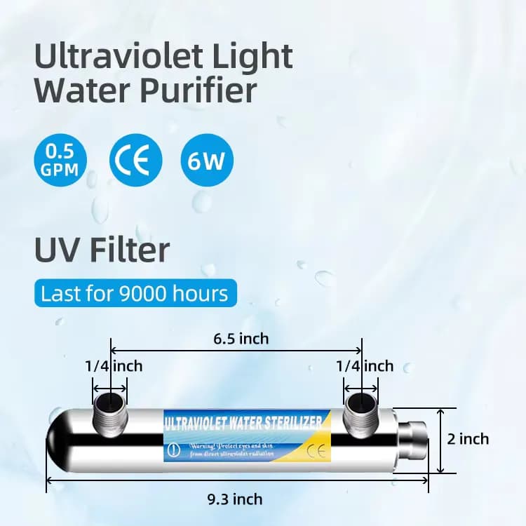 Máy tiệt trùng nước UV, loại bỏ 99.99% các loại vi khuẩn có hại trong nước uống